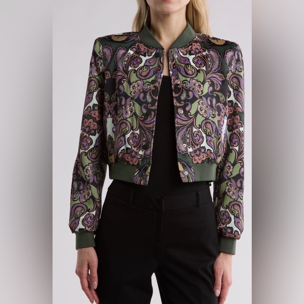 Tahari Paisley Print Women's Bomber Jacket